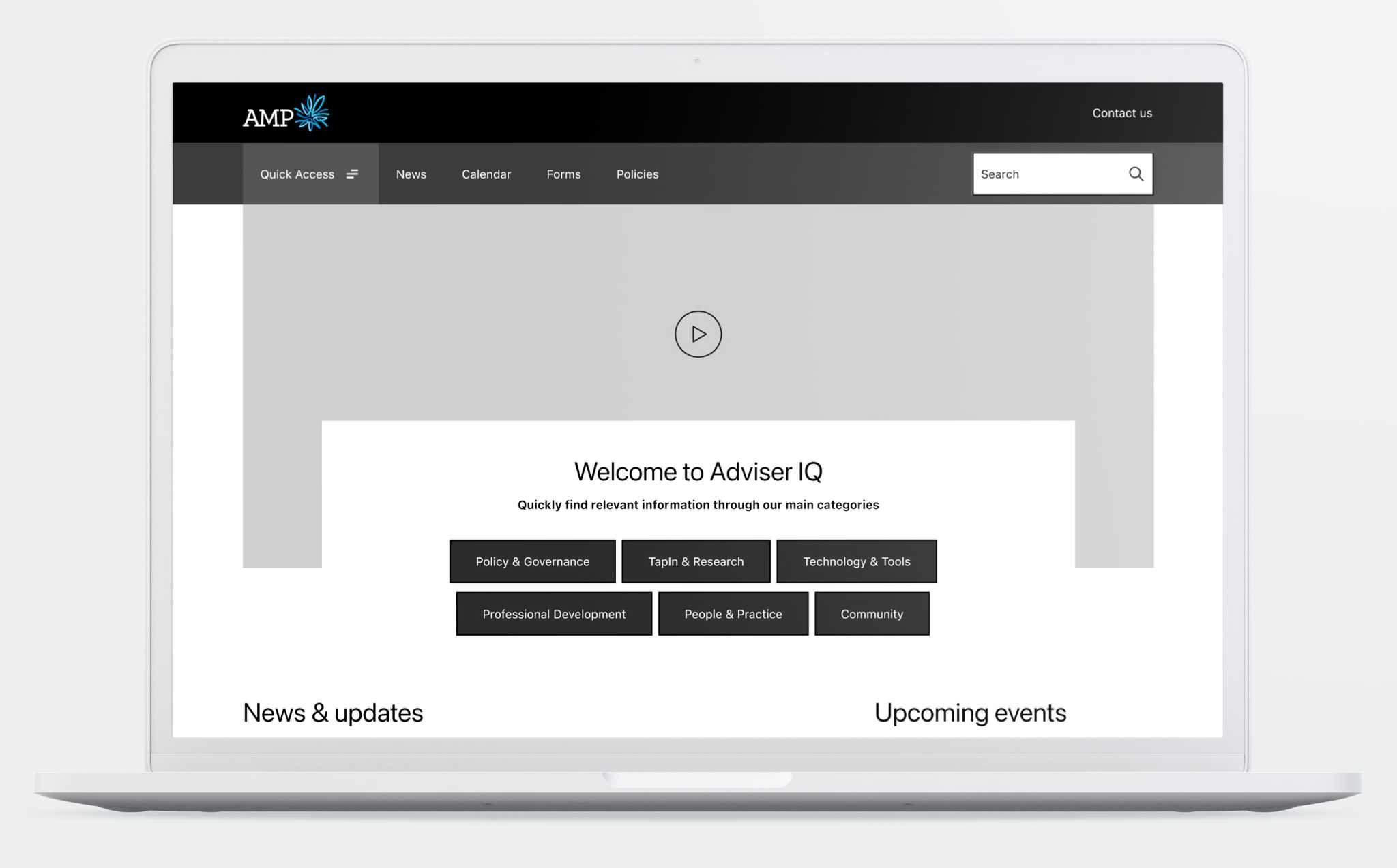 AMP Wireframe home